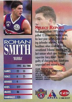 1996 Select AFL #82 Rohan Smith Back